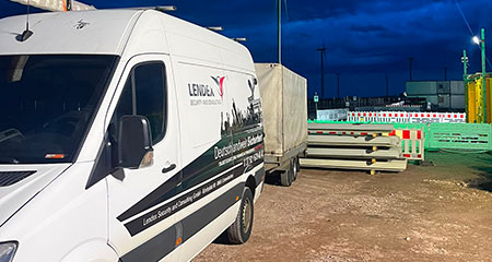 LENDex Servicefahrzeug auf einer abgesicherten Baustelle